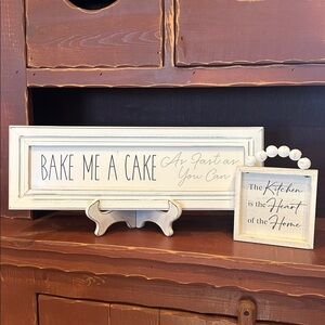 White Wooden Kitchen Sign Set